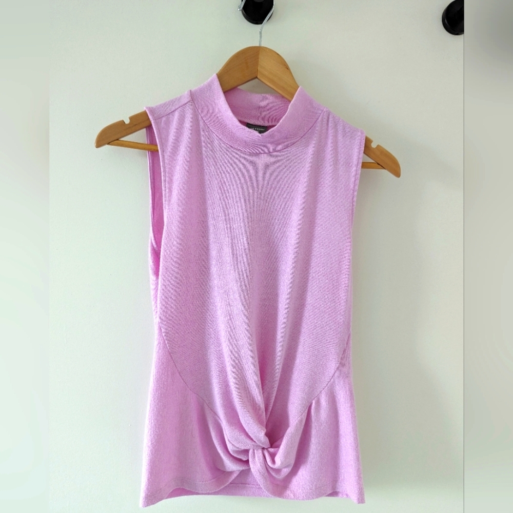 Mock Neck Sleeveless Twist Front Knit Top M